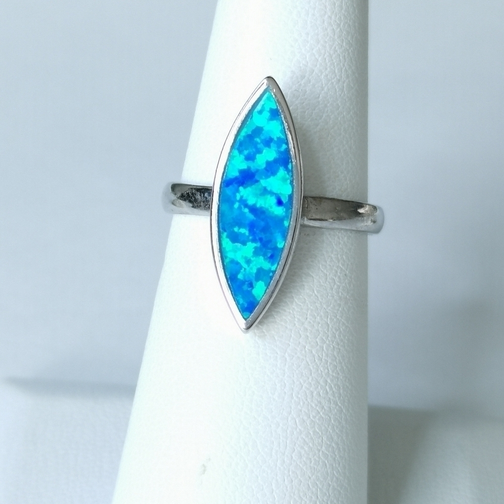 Blue Opal Sterling Silver Ring Sz 6
